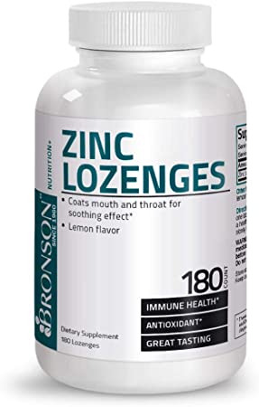 Bronson Zinc Lozenges, Lemon Flavored Immune Support, 180 Lozenges