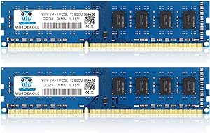 DDR3/DDR3L 1600 MHz UDIMM RAM 16GB Kit (8GBx2) PC3/PC3L 12800U 8GB 1.35V/1.5V 240-Pin Non-ECC Unbuffered 2RX8 Dual Rank Desktop Memory