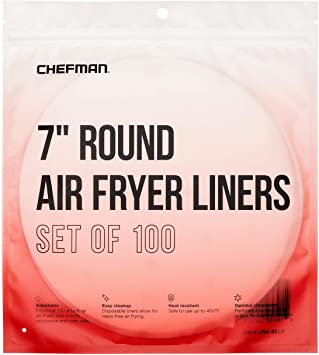 Chefman Disposable Air Fryer Liners, Heat-Resistant Parchment Paper for Baskets, 100 Pack, 7” Round