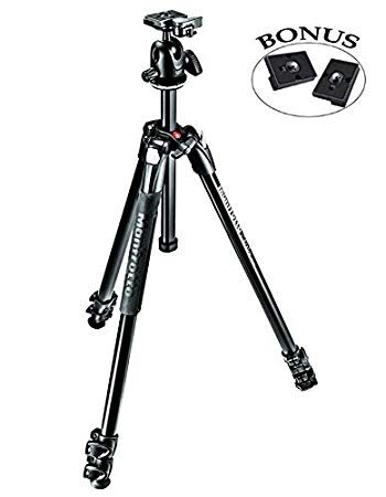 Manfrotto MK290XTA3-BHUS 290 Xtra Ball Head Kit (Black) and Two ZAYKiR RC2 Quick Release Plates
