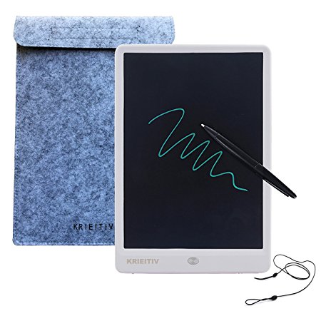 10 Inch LCD Writing Tablet,KRIEITIV 10 Inch LCD Drawing Board Message Board Handwriting Pad E-write Drawing Graffiti Board with Stylus for Kids, Family Memo, Office Writing (Black,White) (White)