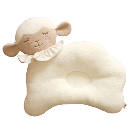 (Baby Lamb) Organic Cotton Baby Protective Sleeping Pillow.From Newborn Prevent from flat head.Natural Organic