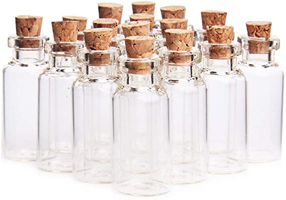HeiHy 5ML Empty Clear Glass Bottles Jars with Corks Miniature Glass Bottle Wedding Favors 24 Pcs
