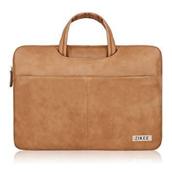 Zikee 13.3" Water-Resistant Faux Leather Laptop Case with Collapsible Handles, for most of 13-14" Ultrabooks and 13" Macbook Pro/ Air, 360° Protective Briefcase Slim Laptop Sleeve Carrying Bag