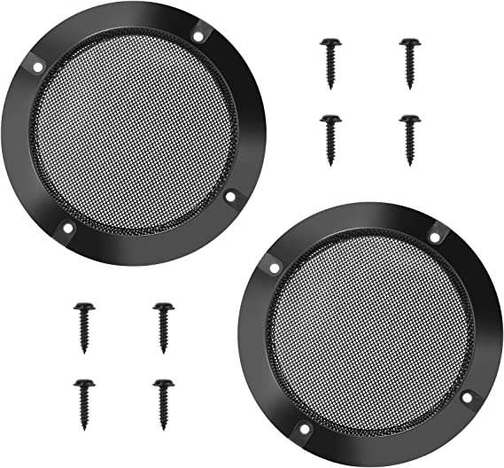 Bluecell 2pcs 3.5inch Mesh Speaker Grill Covers Guard Protector Speaker Decorative Circle with Screw (Black Color)