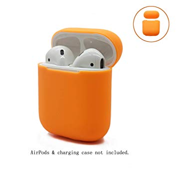 USSJ Compatible for AirPods case 2 & 1, Two Toned Ultra Thin Designed[Front LED Visible][Support Wireless Charging], Premium Silicone Protective case for AirPods (Orange)