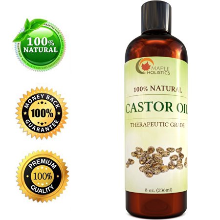 100% Pure Castor Oil USP Grade - Benefits Hair Growth & Hair Loss - Cold Pressed, Odorless with No Additives or Preservatives - Softens Dry Skin & Scalp - 8 Oz - USA Made By Maple Holistics