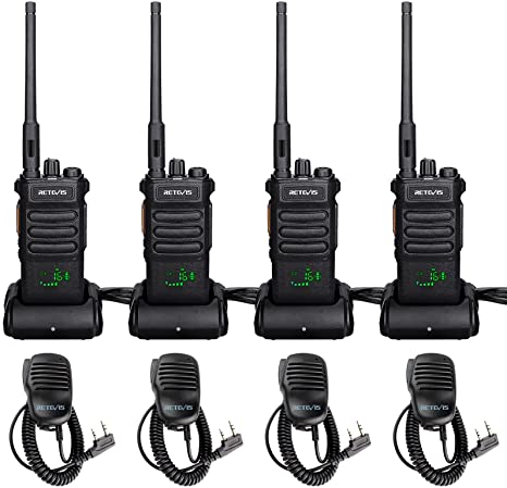 Retevis RT86 Two Way Radios Long Range Rechargeable,High Power Heavy Duty 2600mAh 2 Way Radios,Remote Alarm Walkie Talkies Adults with Shoulder Mic(4 Pack)