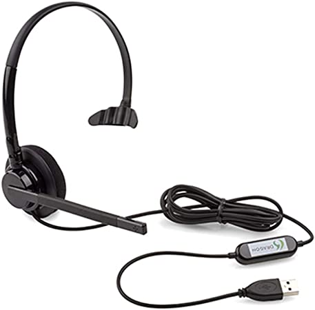 Nuance Dragon Monoaural USB Headset (HS-GEN-25) With Built In Noise Cancellation (Official Headset), Black