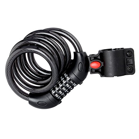 T-TOPER Self Coiling Bicycle Anti-theft Combination Cable Lock,4 Feet x 1/2 Inch Cycle Chain Bike Lock Cable
