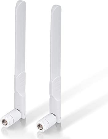 Bingfu Dual Band WiFi 2,4 GHz 5 GHz 8 dBi MIMO RP-SMA-Stecker Antenne (2er-Pack) für WLAN-Router, Drahtlose Netzwerkkarte, USB-Adapter, Sicherheit, IP-Kamera, Videoüberwachungsmonitor, Weiß