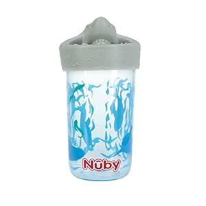 Nuby No Spill 3D Character Sippy Cup with Soft Touch Flo Silicone Top, 12 Ounce, Shark