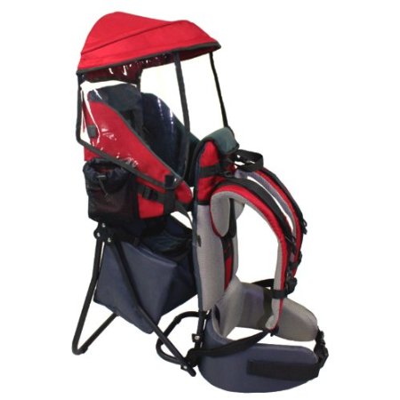 Baby Back Pack Cross Country Carrier Stand Child Kid Sun Shade Visor Shield Red