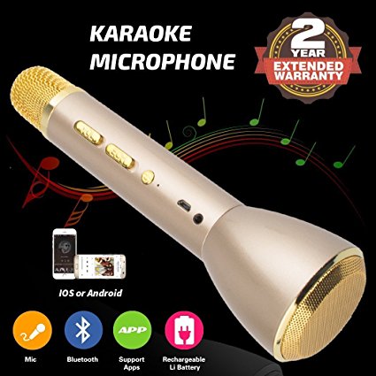 Wireless Karaoke Microphone, Handheld Bluetooth Speaker Player Recording Machines for Kids Adult Music Singing Playing, Home KTV Usb Karaoke System Support IPhone/Android/IOS/Smartphone