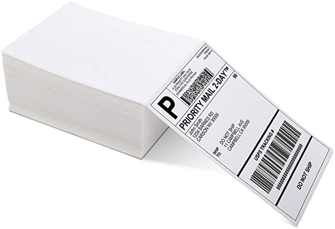 Phomemo 4x6 Thermal Paper Printer Label Thermal Direct Shipping Label Package Labels Compatible with Rollo Dymo Phomemo and Other 4 * 6 Label Printer (Pack of 500 4''x 6'' Fan-Fold Labels)