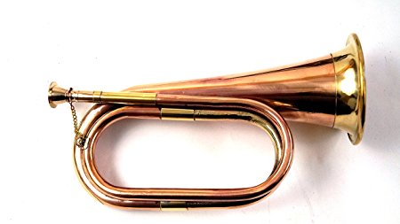 Little India Real Full Size Pure Brass Bugle To Play Brown