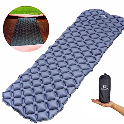 WACOOL Ultralight or Extra Large Inflatable Sleeping Camping Pad Mat Air Mattress - Perfect for Backpacking, Camping, Travel w/ Super Comfortable Air-Support Cells or Tubes Design