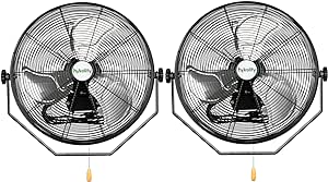 4300 CFM 18 inch Industrial Wall Fan, 3-Speeds High Velocity Wall Mount Fan with Sealed Motor, Heavy Duty Metal Barn Fans for Shop, Garage, 2 Pack