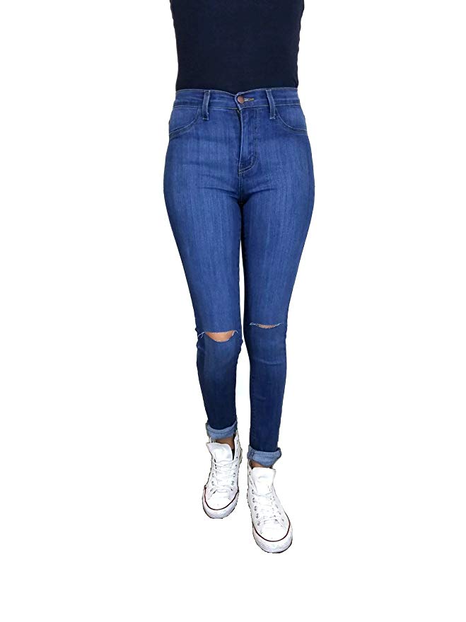 Vibrant Slit Knee High Waisted Solid JeansÊ