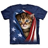 Patriotic Kitten Flag The Mountain Adult T-Shirt