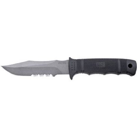 SOG SEAL Pup Fixed Blade M37N-CP - Black Powder Coated 4.75" AUS-8 Blade, GRN Handle, MOLLE Compatible Nylon Sheath