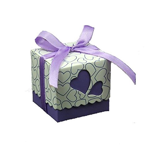 Rbenxia DIY Love Heart Candy Gift Boxes Wedding Bridal Favor Wedding Party Decor Kit 50pcs Purple