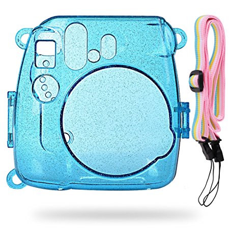 Katia Camera Case Bag for Fujifilm Instax Mini 9 Instant Camera , also for Fujifilm Instax Mini 8 Instant Film Camera with Strap - Shining Blue