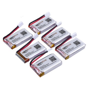 6 Pcs of Keenstone 37V 400mAh 25C LiPO Battery for Hubsan X4 H107 H107C H107D H107L 4 Channel 24GHz RC QuadCopter JJRC H22 H6D Syma X11 X11C V252 JXD385 F180C Walkera Super CP Mini CP Genius CP and more