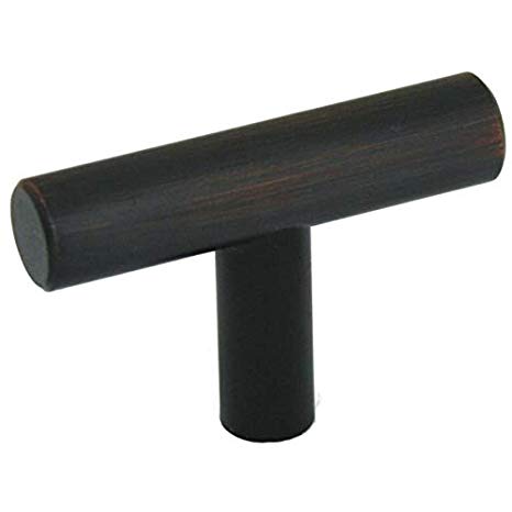 10 Pack - Cosmas 305ORB Oil Rubbed Bronze Cabinet Hardware Euro Style T Bar Knob - 2" Overall Length