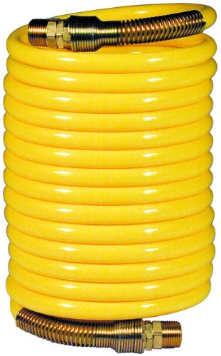 Amflo 6-25 Yellow 200 PSI Nylon Recoil Air Hose 3/8" x 25' With 3/8" MNPT Swivel End Fittings