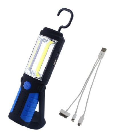 LED Work Light, ESYNiC COB LED Inspection Lamp Hand Torch Rechargeable Technology Work Light with USB Charging Port, Pivoting, Magnetic & Clip-Flashlight for Camping, Hunting, Fishing