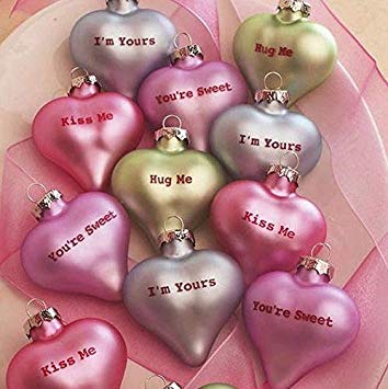 VALENTINES DAY SET OF 12 CANDY HEART ORNAMENTS VALENTINES , WEDDING DECOR