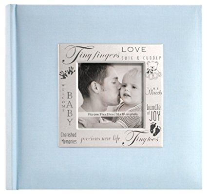 MCS MBI 846610 9 by 9-Inch Fabric Expressions with Frame Front 200 Pocket Album in Baby Blue