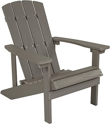 Flash Furniture Charlestown All-Weather Adirondack Chair in Light Gray Faux Wood