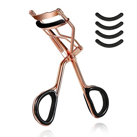 AMTOK Professional Eyelash Curler With Refill Pad Lash Curlers Tool,Get Big Bold Curled Lashes With No Pain(Rose Gold)