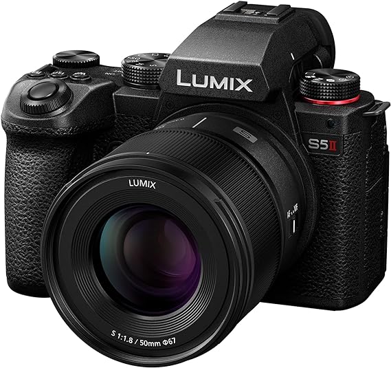 Panasonic LUMIX S5II Full Frame Mirrorless Camera Kit with New Phase Hybrid AF, Active I.S, Unlimited 4:2:2 10-bit recording, 4K 60p and 6K 30p with LUMIX 50mm F1.8 L-Mount lens - DC-S5M2CE