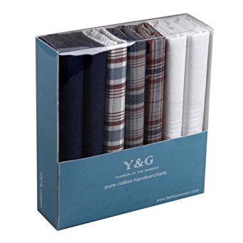 YEC02 Handmade Fabric Mens 7 Pack Handkerchiefs Set Evening Presents By Y&G
