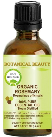 Organic ROSEMARY Essential Oil 100 Pure Therapeutic Grade Premium Quality Undiluted Steam Distilled 017 Floz- 5 ml by Botanical Beauty