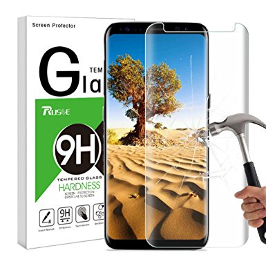 Galaxy S8 Screen Protector, Rusee Samsung Galaxy S8 Tempered Glass Screen Protector Film, Case Friendly, Ultra HD Clear, Anti-Scratch, 9H Hardness, Bubble Free, Anti-Fingerprint Curved Guard Cover for Samsung Galaxy S8