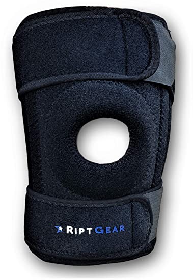 RiptGear Open Patella Knee Brace with Adjustable Side Straps - Designed to Reduce Pressure on Knee Cap - Medium, Left