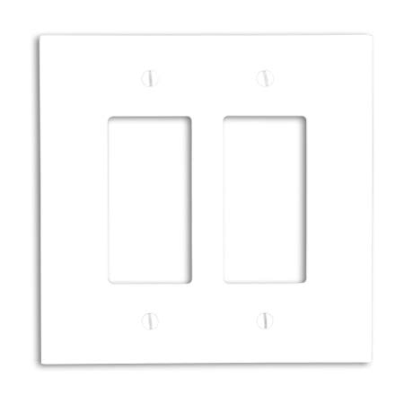 Leviton 88602 2-Gang Decora/GFCI Device Wallplate, Oversized, Thermoset, Device Mount, White