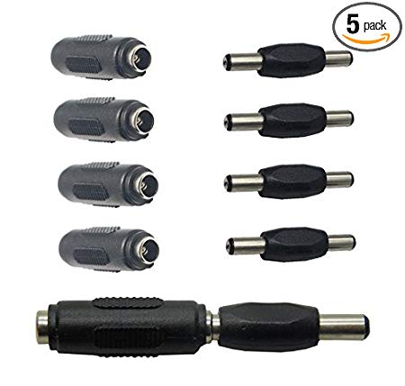 Mansa Lighting, 5 Male to Female Connector Gender Adapters & 5 Female to Male Connector Gender Adapters for 5.5mm x 2.1mm Connections