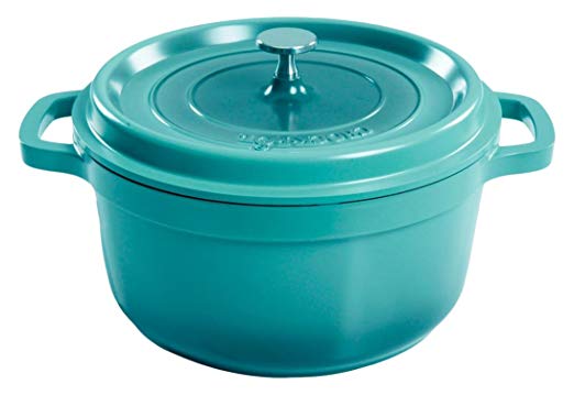 Crock Pot 79565.02 Edmound 5 Quart Cast Aluminum Dutch Oven with Lid, Gradient Teal