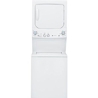 GE GUD27ESSJWW 27" Unitized Spacemaker 3.2 DOE Cu. Ft. Washer and 5.9 Cu. Ft. Electric Dryer with 11 Washer/4 Dryer Cycles Auto-Load Sensing 4 Water Levels and Rotary- Electromechanical Controls in