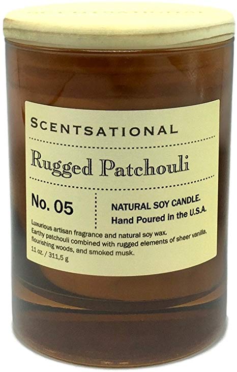 Scentsational Rugged Patchouli Candle, Medium, Amber