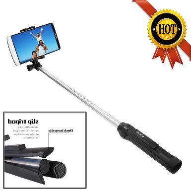 self stik X-snap Handheld & Wowo Tripod 2-1 Self-portrait Monopod Extendable Selfie Stick with Built-in Bluetooth Remote Shutter for Iphone 6, Iphone 5s, Samsung Galaxy S6 S5, Android, Black