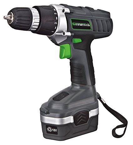 Genesis GCD18BK 18-volt Cordless Drill/Driver Kit, Grey