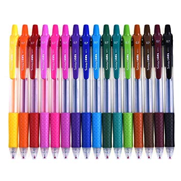 Retractable Gel Pens, Smart Color Art 16 Colors Medium Point Gel Ink Pens with Comfort Grip,Smooth Writing for Journal Notebook Planner in School Office Home