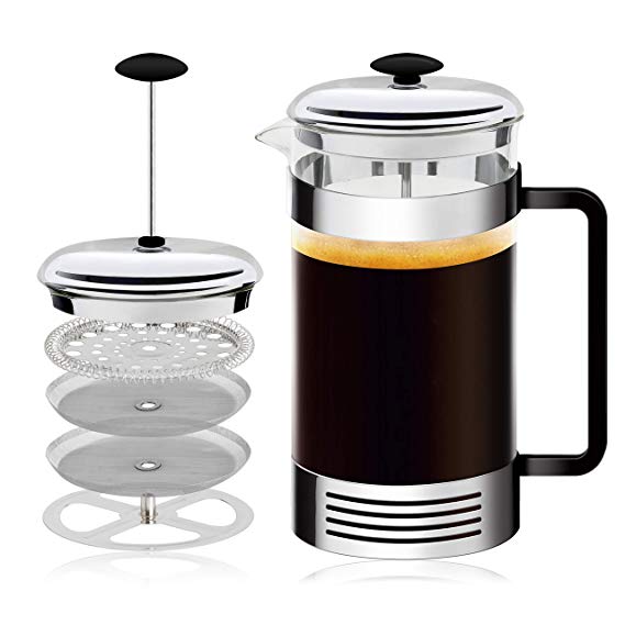 All-In-One French Press Coffee Maker | Dual Function Coffee Press And Tea Maker | High-Grade Stainless-Steel Single Cup or 32 OZ Multi-Cup | Make Gourmet Coffee At Home With This French Coffee Press