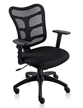 Smugdesk 0581F Ergonomic Office Mesh Computer Desk Swivel Task Chair with Adjustable Armrests, Standard Size, Black